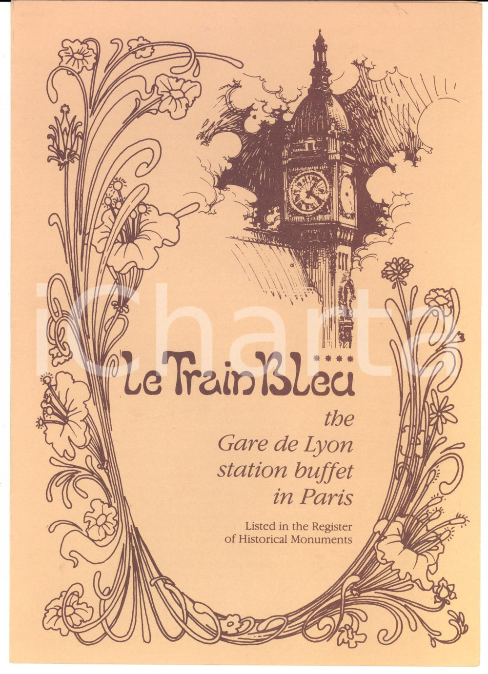 Materiale pubblicitario d’epoca 1970 ca PARIS GARE DE LYON The station buffet le TRAIN BLEU PubblicitÃ 1