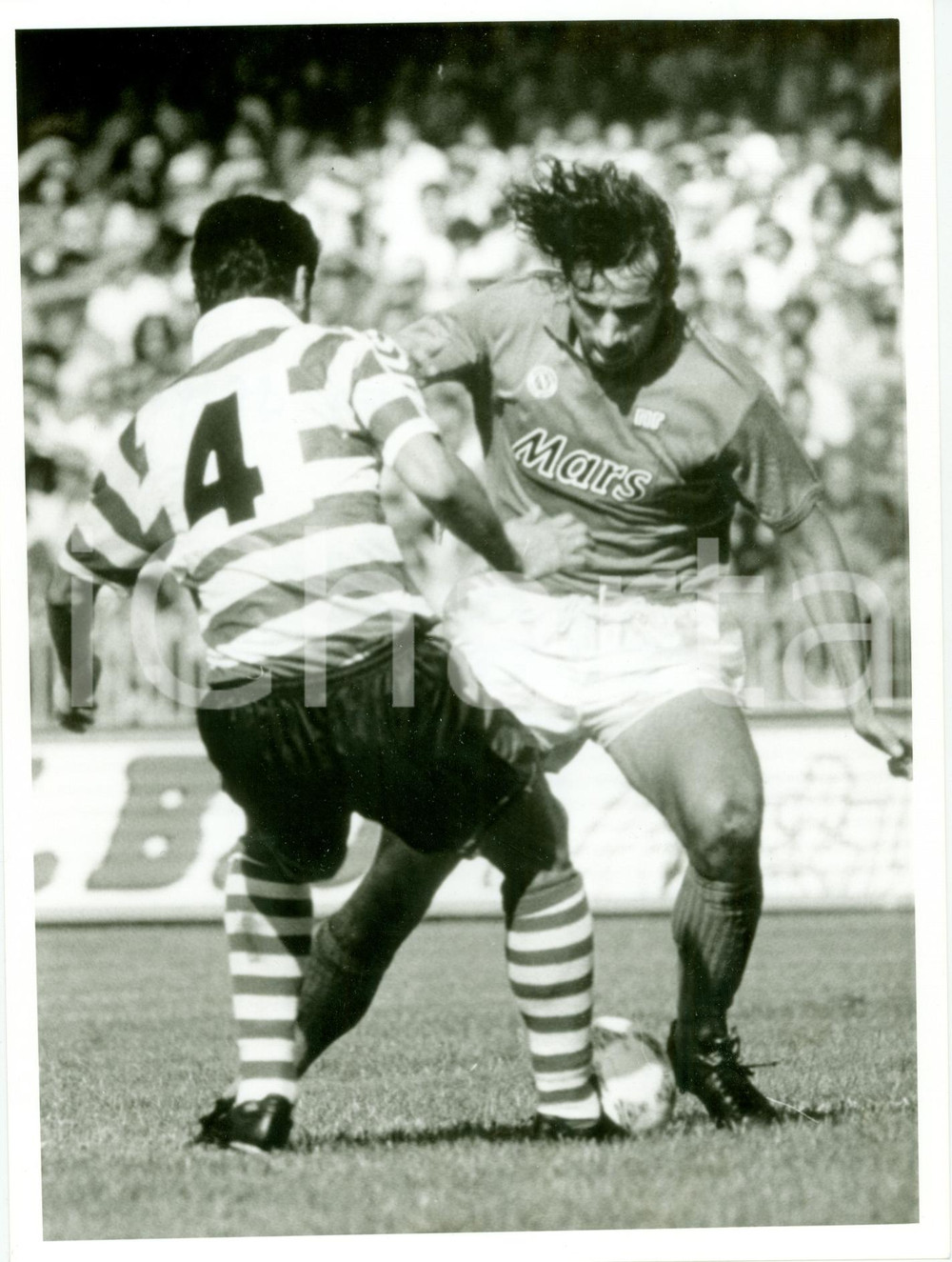 Fotografia d epoca originale 1989 NAPOLI Calcio UEFA Pedro VENANCIO vs Andrea CARNEVALE SPORTING LISBONA Foto 1