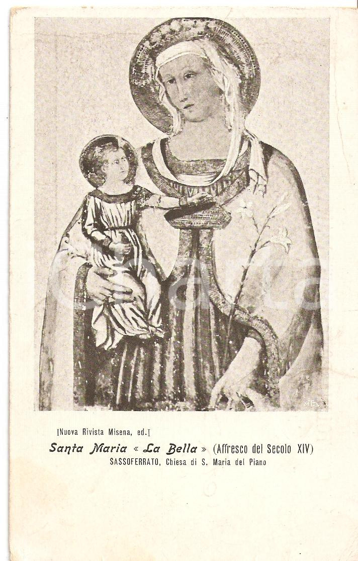 Cartolina originale da collezione 1900 ca SASSOFERRATO AN Affresco S. MARIA LA BELLA Chiesa S.Maria del Piano 1