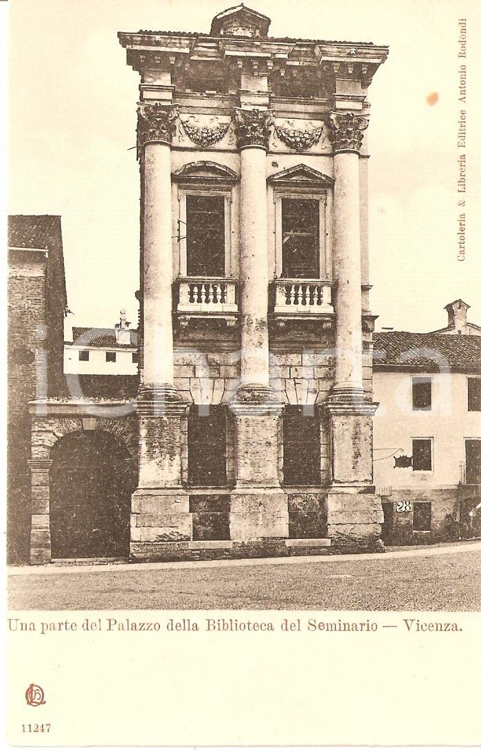 Cartolina originale da collezione 1900 ca VICENZA Palazzo della BIBLIOTECA del Seminario Cartolina FP NV 1