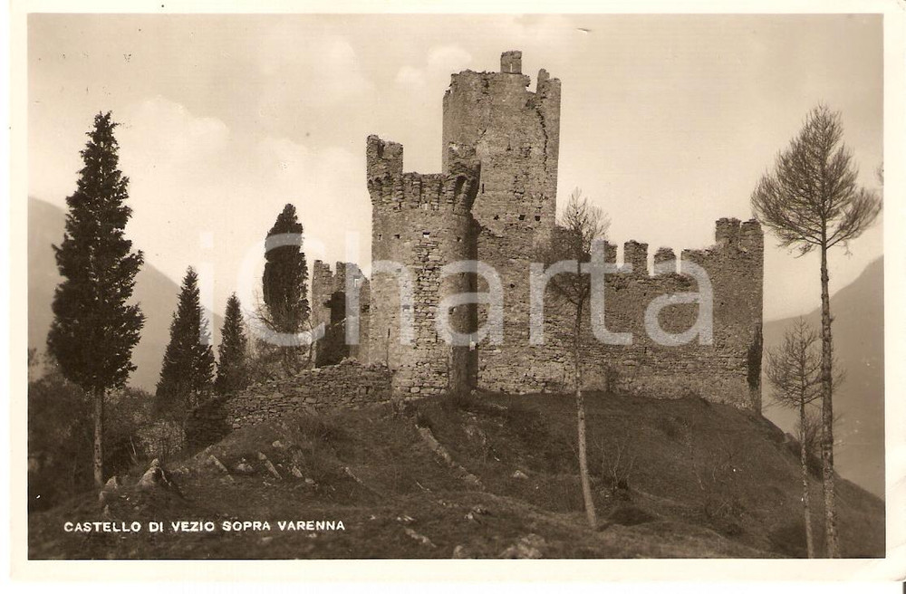 Cartolina originale da collezione 1942 VARENNA LC Rovine del castello di VEZIO Cartolina FP NV 1