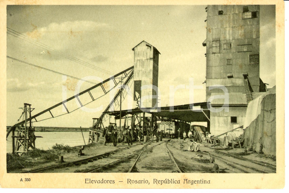 Cartolina originale da collezione 1920 ca ROSARIO ARGENTINA Elevadores Cartolina FP NV Archeologia industriale 1
