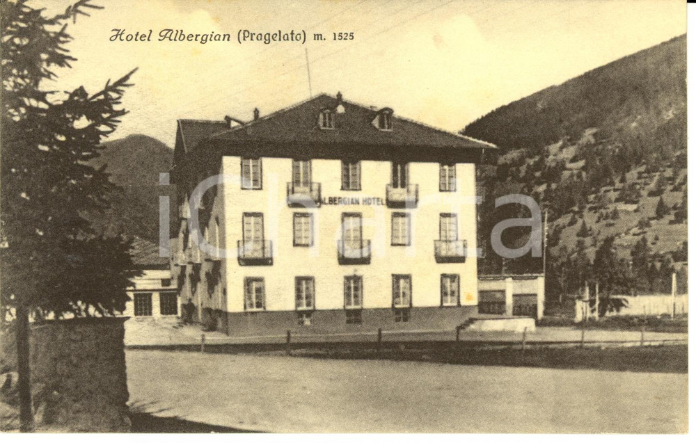 Cartolina originale da collezione 1920 ca PRAGELATO TO Veduta Hotel ALBERGIAN Cartolina FP NV 1