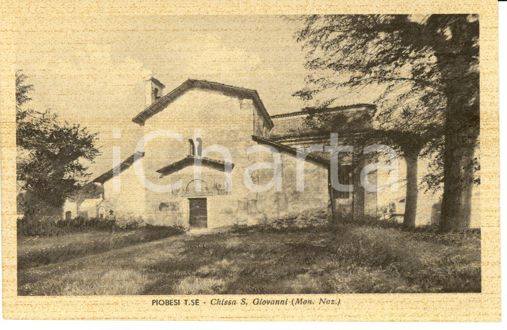 Cartolina originale da collezione 1942 PIOBESI TORINESE TO Chiesa di S. Giovanni Cartolina FP NV 1