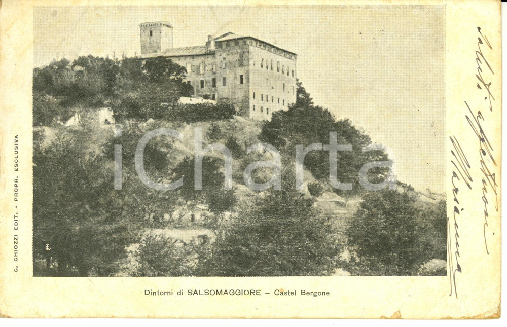 Cartolina originale da collezione 1904 SALSOMAGGIORE PR Veduta di Castel BERGONE Cartolina FP VG 1