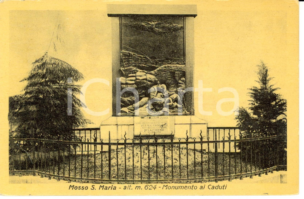 Cartolina originale da collezione 1940 ca MOSSO SANTA MARIA BI Monumento ai Caduti Cartolina FP NV 1