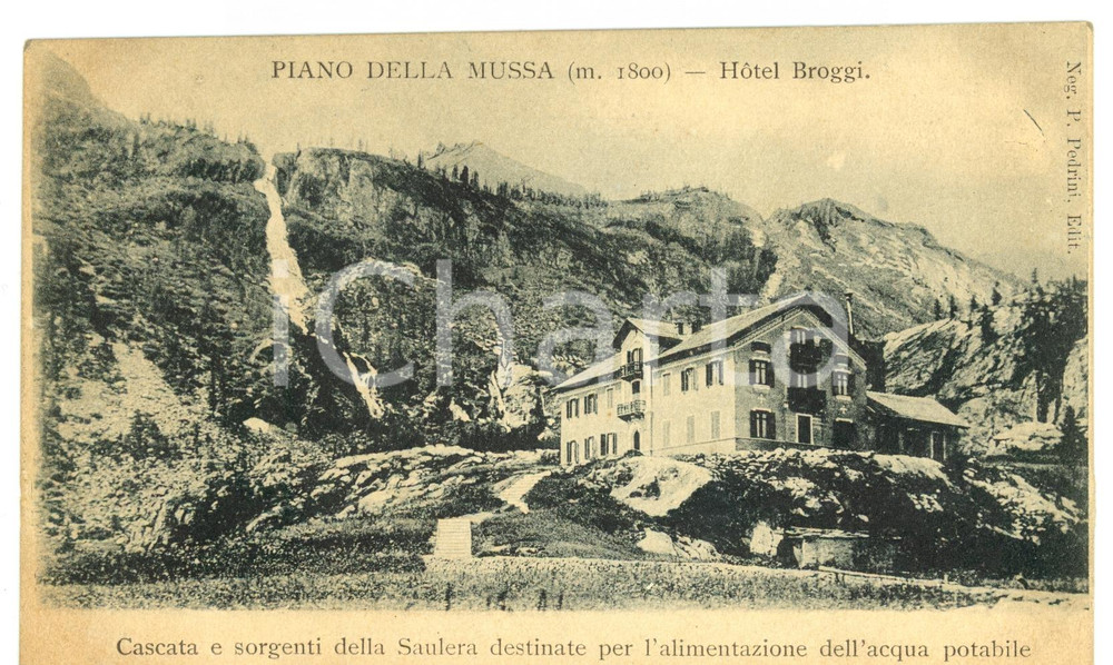 Cartolina originale da collezione 1908 PIANO DELLA MUSSA TO Cascata e sorgenti SAULERA Cartolina FP VG 1