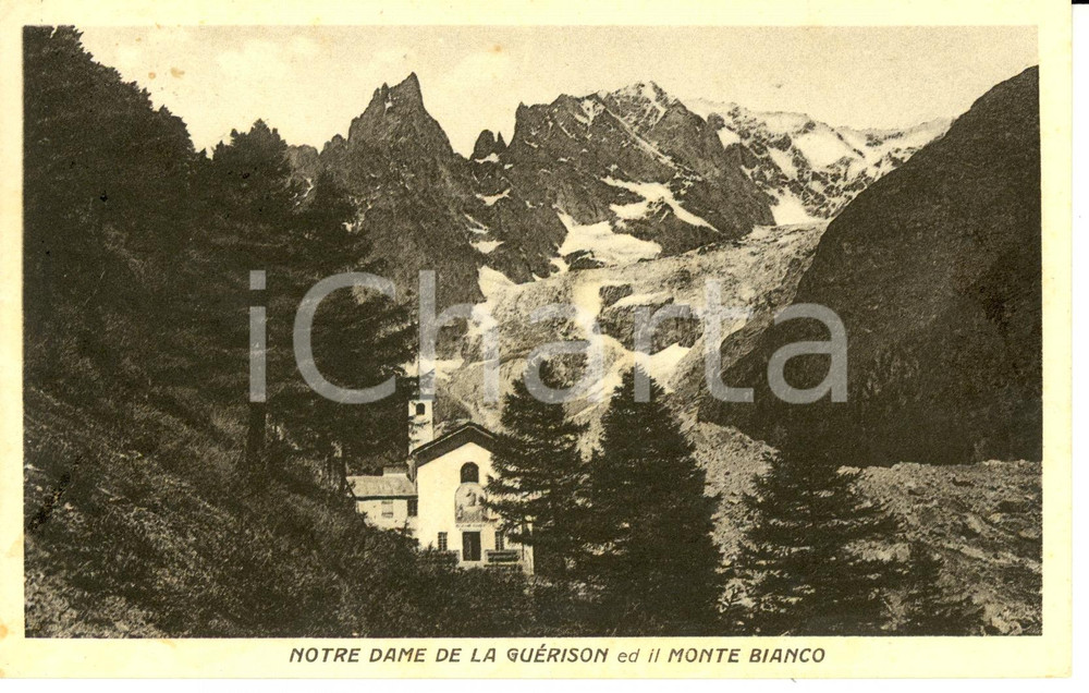 Cartolina originale da collezione 1939 COURMAYEUR AO Notre Dame de la GuÃ©rison e MONTE BIANCO Cartolina FP VG 1