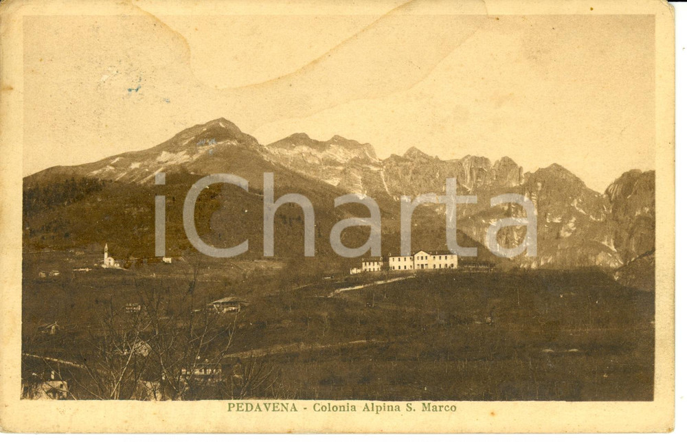 Cartolina originale da collezione 1930 PEDAVENA BL Veduta Colonia Alpina S.MARCO Cartolina DANNEGGIATA FP VG 1