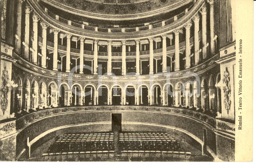 Cartolina originale da collezione 1928 RIMINI Interno Teatro VITTORIO EMANUELE Cartolina FP VG 1