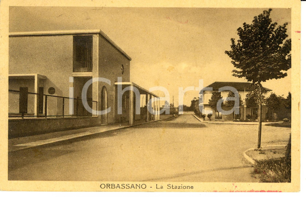 Cartolina originale da collezione 1951 ORBASSANO TO Veduta della STAZIONE Cartolina FP VG 1
