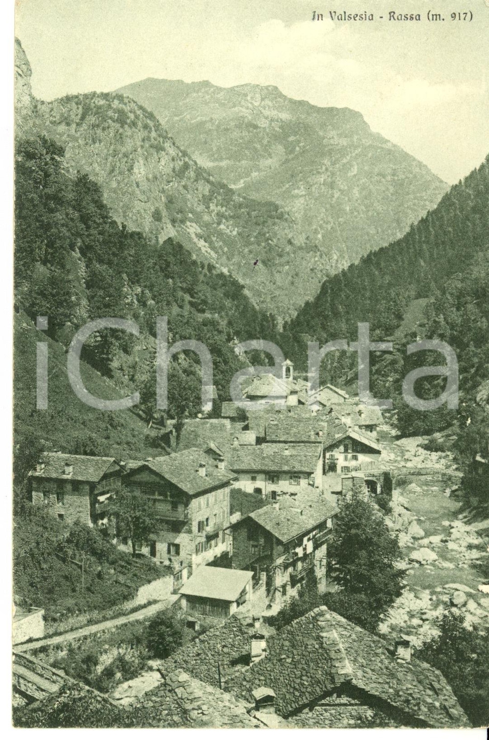 Cartolina originale da collezione 1941 RASSA VC Scorcio panoramico della VALSESIA Cartolina FP VG 1
