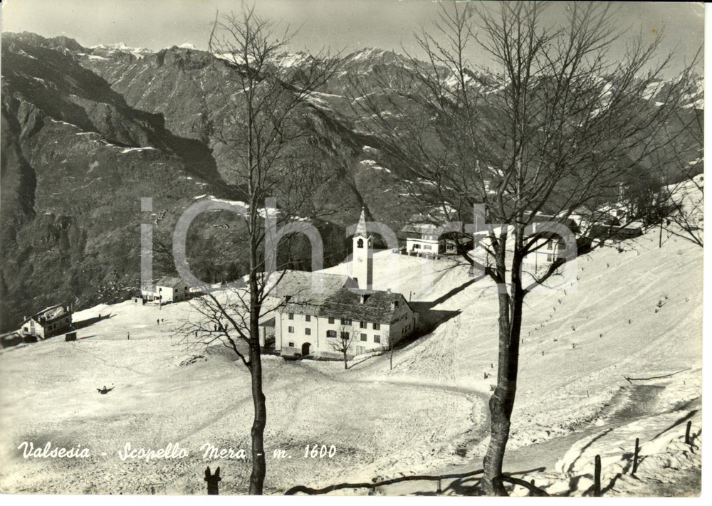 Cartolina originale da collezione 1958 SCOPELLO VC Paesaggio innevato VALSESIA Alpe MERA Cartolina FG VG 1