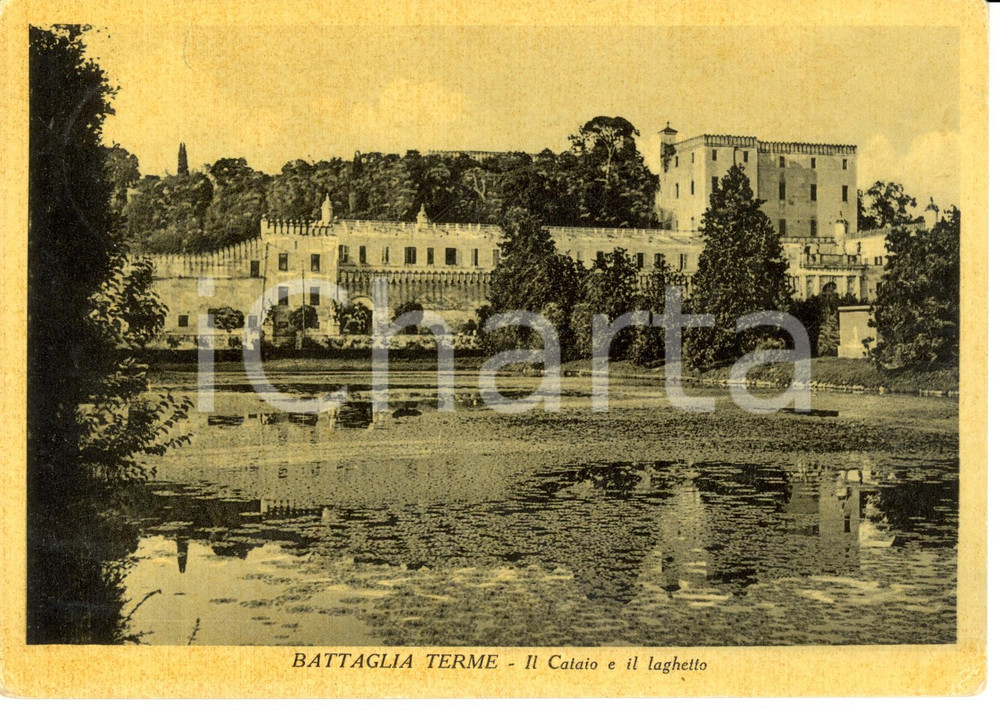 Cartolina originale da collezione 1957 BATTAGLIA TERME PD Veduta del CATAIO e il laghetto Cartolina FG VG 1