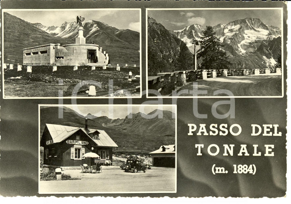 Cartolina originale da collezione 1955 PASSO DEL TONALE BS Vedutine con bar MILANO Cartolina FG VG 1