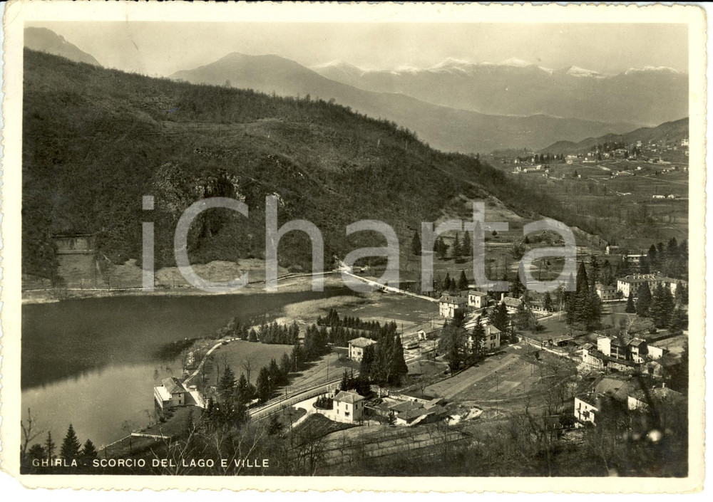 Cartolina originale da collezione 1956 VALGANNA VA Frazione GHIRLA Scorcio del lago e ville Cartolina FG VG 1