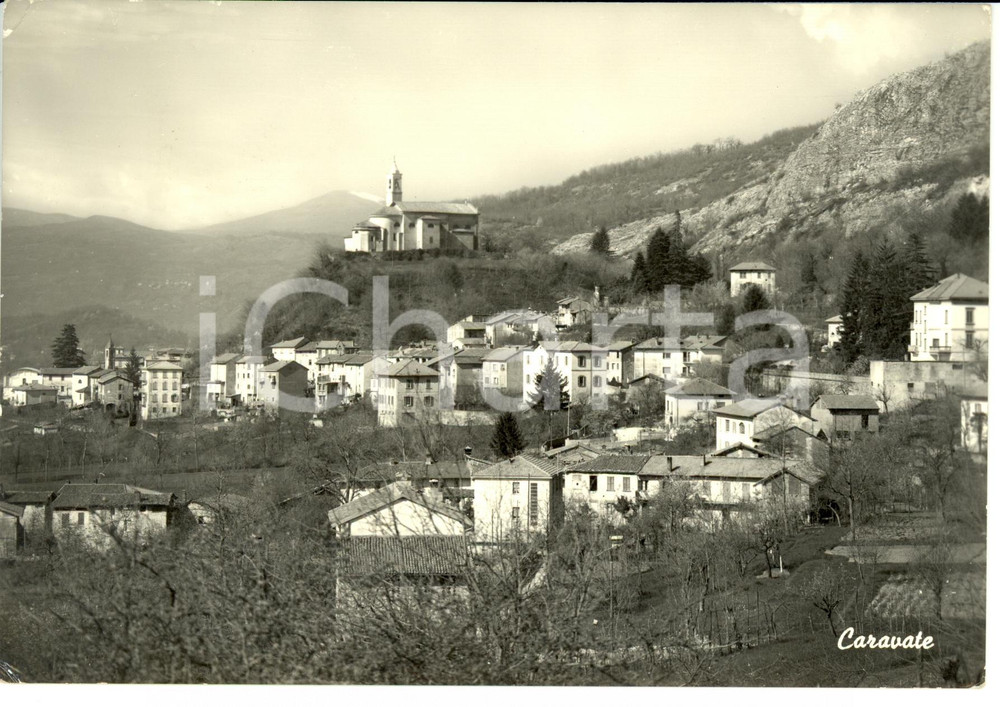 Cartolina originale da collezione 1960 CARAVATE VA Scorcio panoramico con Chiesa SAN CLEMENTE Cartolina FG VG 1