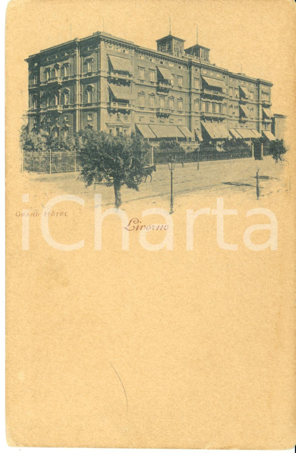 Cartolina originale da collezione 1900 ca LIVORNO Veduta del GRAND HOTEL Cartolina FP NV 1