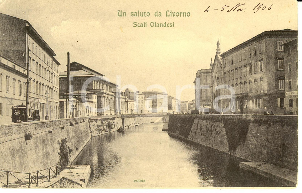 Cartolina originale da collezione 1906 LIVORNO Veduta degli SCALI OLANDESI  Cartolina FP NV 1
