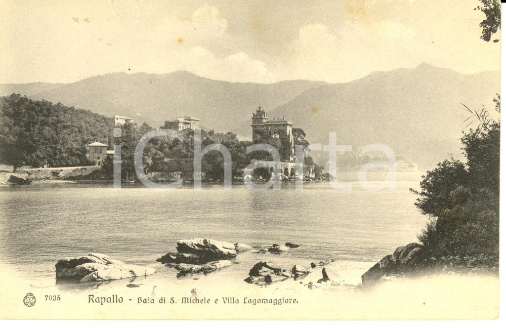 Cartolina originale da collezione 1910 ca RAPALLO GE Baia di S. MICHELE e Villa LAGOMAGGIORE FP NV 1