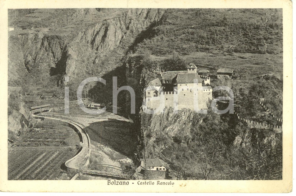 Cartolina originale da collezione 1930 ca BOLZANO Veduta aerea del castello RONCOLO Cartolina FP NV 1