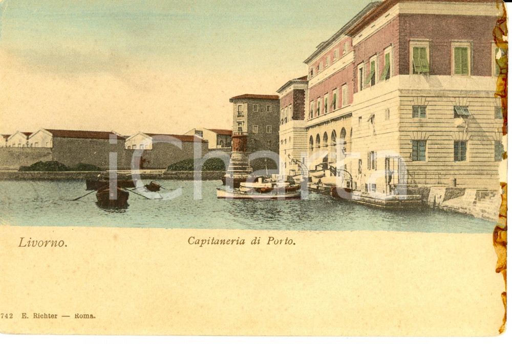 Cartolina originale da collezione 1900 ca LIVORNO Veduta della CAPITANERIA DI PORTO Cartolina FP NV 1