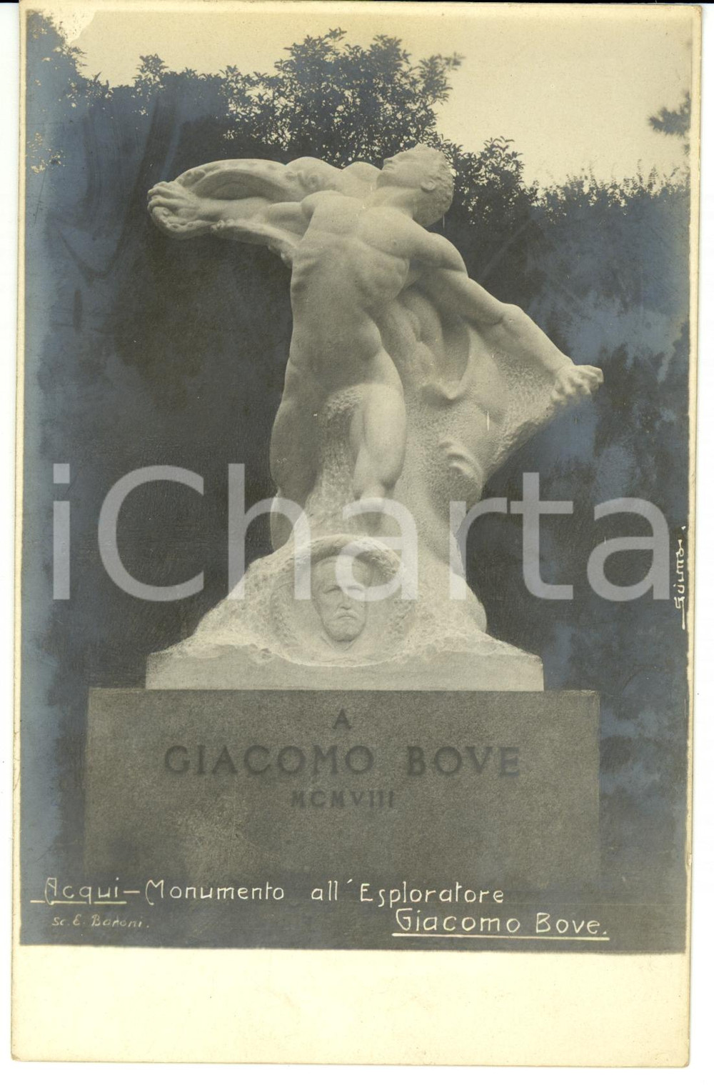 Cartolina originale da collezione 1910 ca ACQUI TERME AL Monumento all esploratore GIACOMO BOVE Cartolina FP NV 1