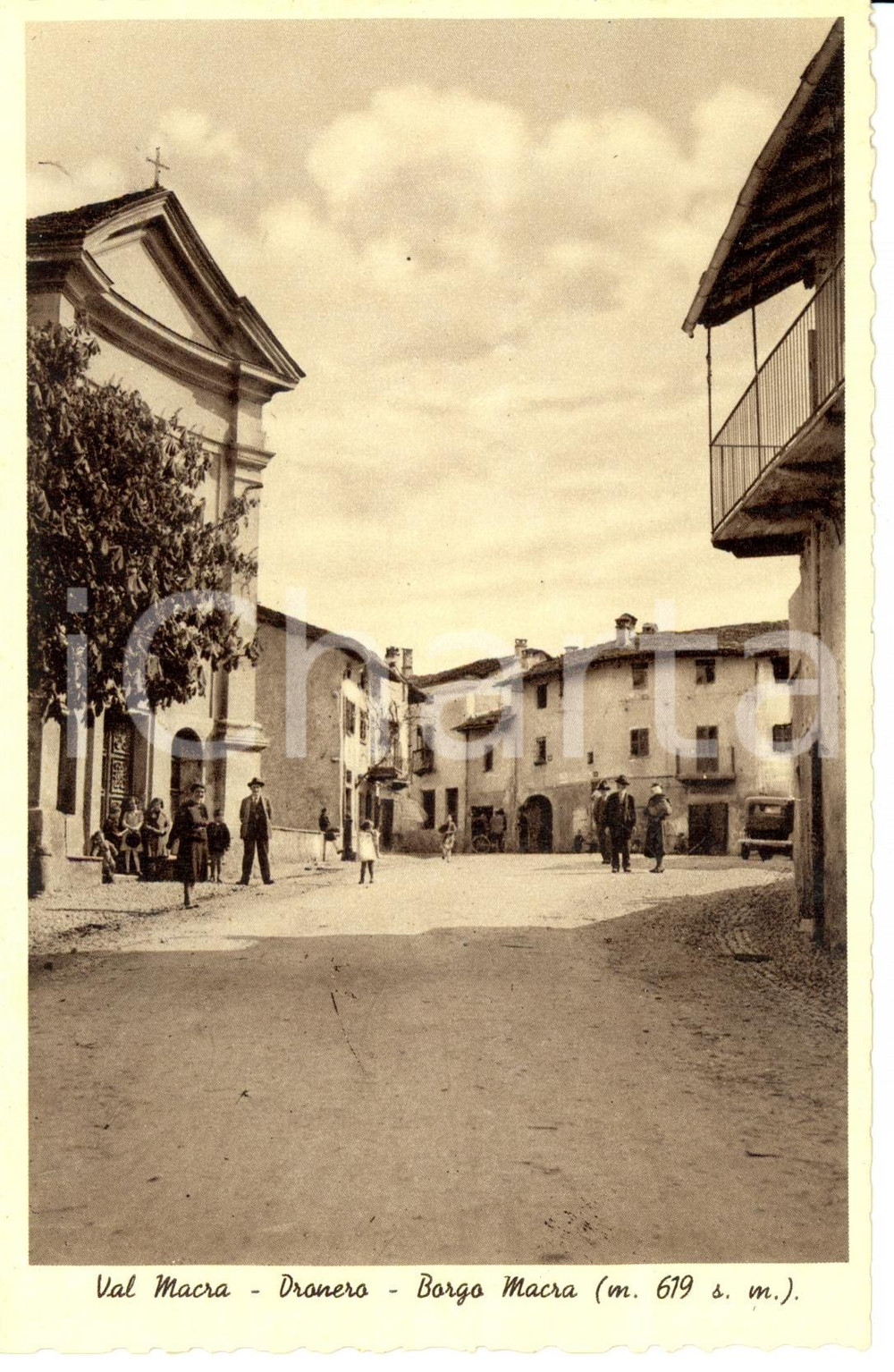 Cartolina originale da collezione 1936 DRONERO CN Val Macra veduta quartiere BORGO MACRA Cartolina FP NV 1