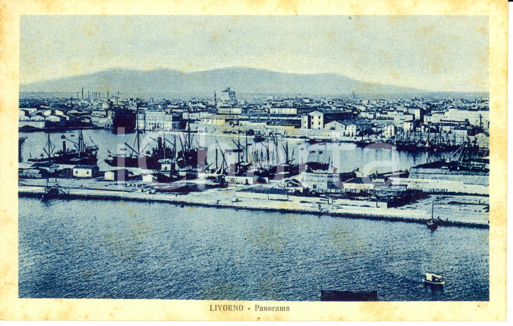 Cartolina originale da collezione 1930 ca LIVORNO Scorcio panoramico del porto Cartolina FP NV 1