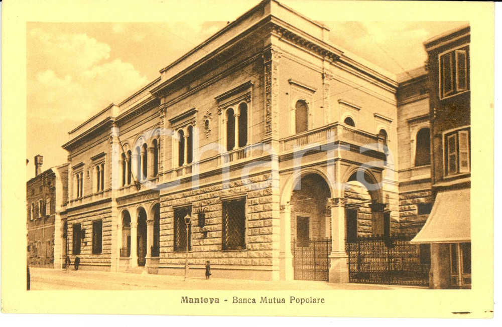 Cartolina originale da collezione 1930 ca MANTOVA Veduta palazzo BANCA MUTUA POPOLARE Cartolina FP NV 1