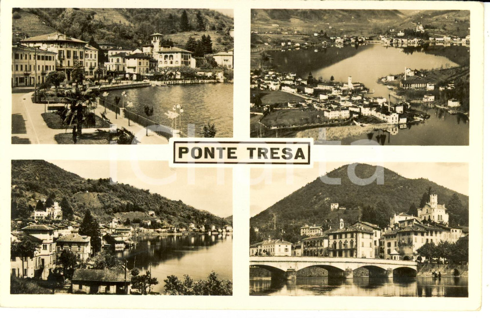Cartolina originale da collezione 1950 ca PONTE TRESA SVIZZERA Vedutine panoramiche Cartolina FP NV 1