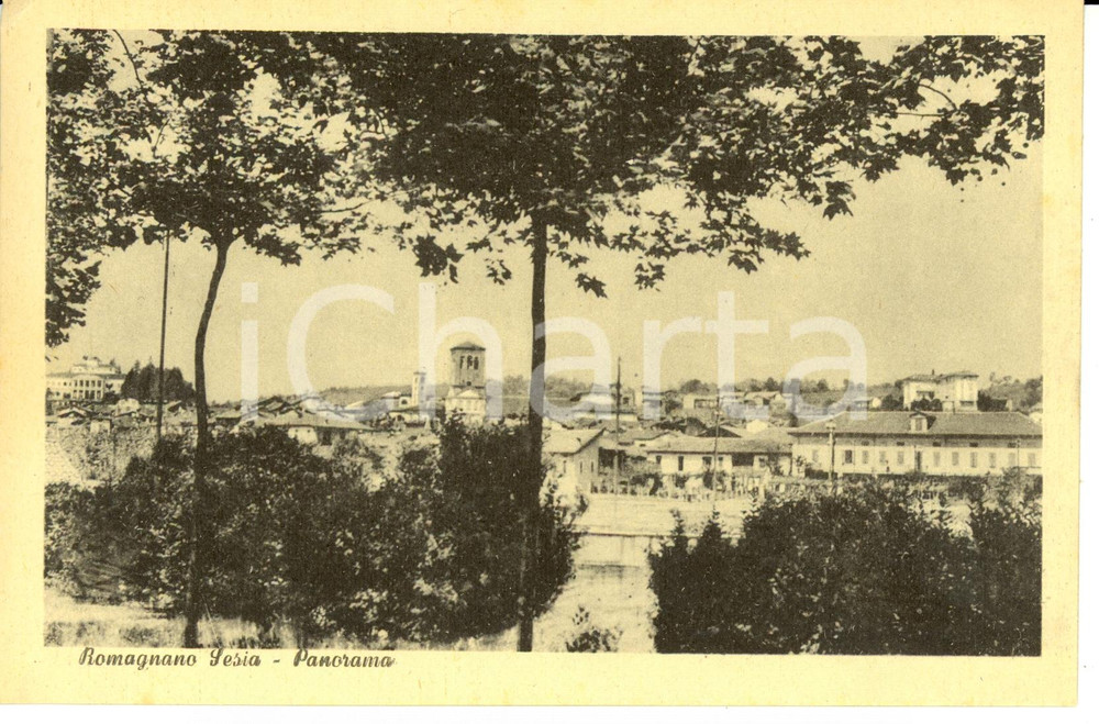 Cartolina originale da collezione 1943 ROMAGNANO SESIA NO Scorcio panoramico Cartolina FP NV 1