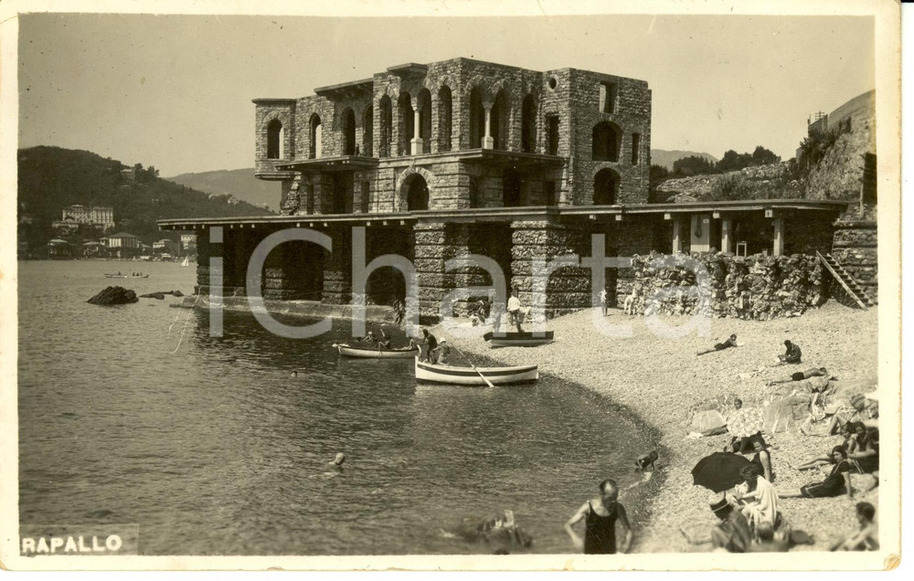 Cartolina originale da collezione 1940 ca RAPALLO GE Veduta della spiaggia Cartolina ANIMATA FP NV 1
