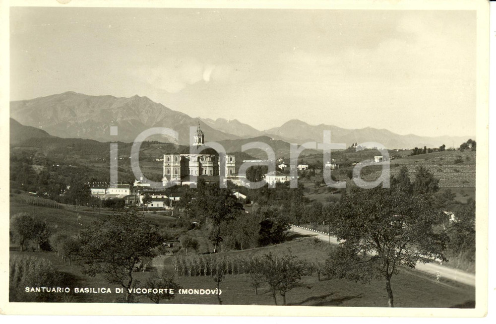 Cartolina originale da collezione 1943 VICOFORTE CN Veduta Santuario Basilica Natività di MARIA Cartolina FP NV 1