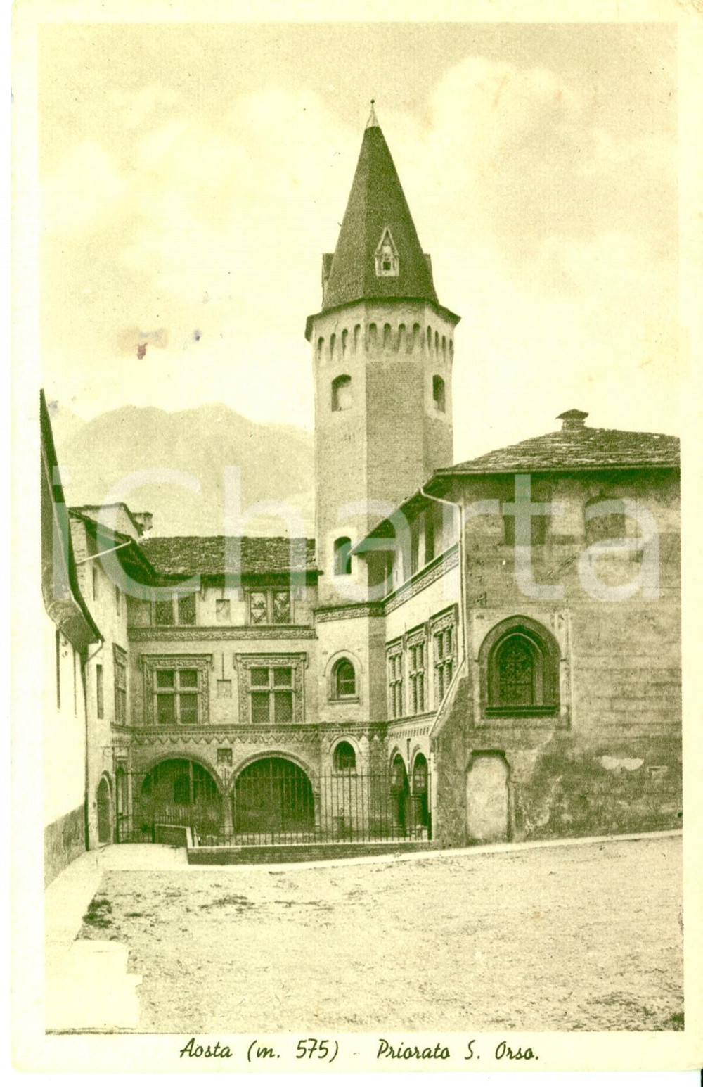 Cartolina originale da collezione 1950 AOSTA Veduta del Priorato S. Orso Cartolina FP VG 1
