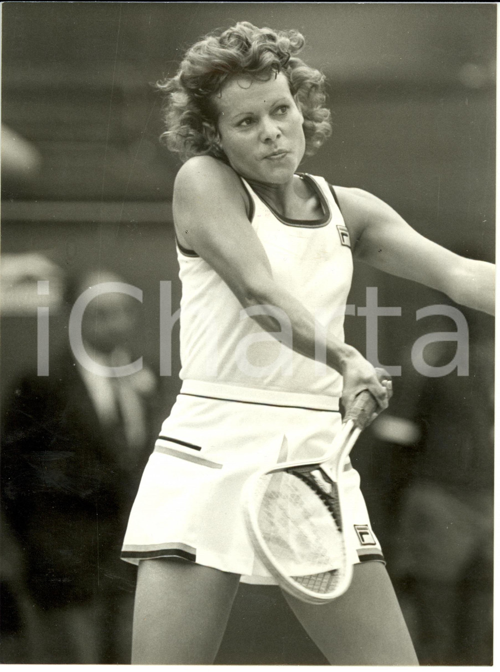 Fotografia d epoca originale 1980 WIMBLEDON UK Tennis Evonne CAWLEY in action vs Hana MANDLIKOVA Photograph 1