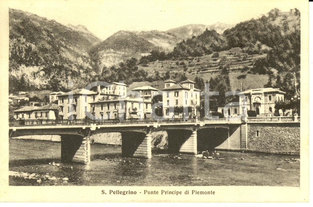 Cartolina originale da collezione 1937 SAN PELLEGRINO BG Veduta del ponte PRINCIPE DI PIEMONTE Cartolina FP VG 1