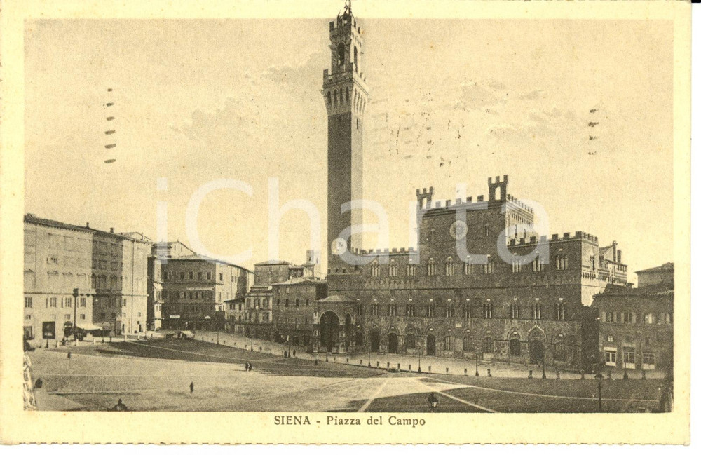 Cartolina originale da collezione 1933 SIENA Scorcio panoramico di PIAZZA DEL CAMPO Cartolina FP VG 1