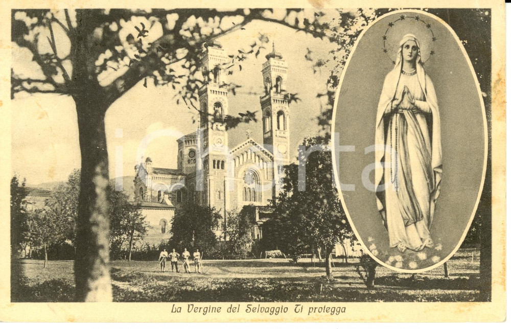 Cartolina originale da collezione 1939 GIAVENO TO Nuovo Santuario Nostra Signora Lourdes del Selvaggio FP VG 1