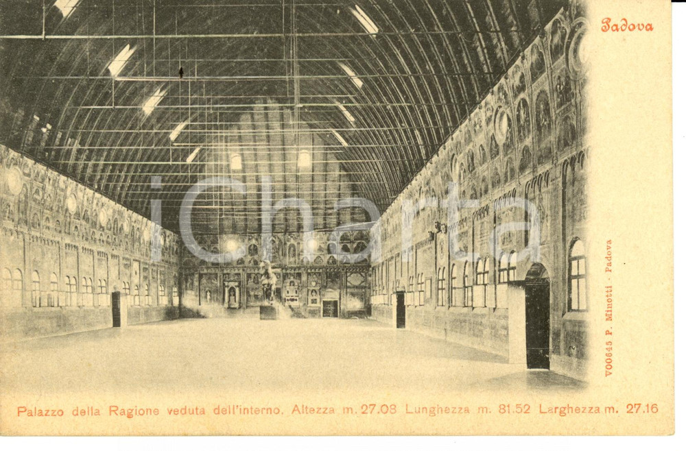 Cartolina originale da collezione 1907 PADOVA Veduta interno palazzo della Regione Cartolina FP VG 1