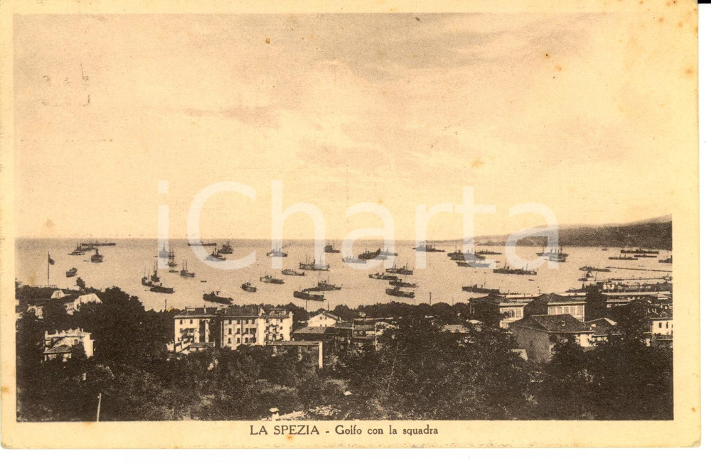 Cartolina originale da collezione 1931 LA SPEZIA Veduta del Golfo POETI e squadra MARINA MILITARE Cartolina FP VG 1