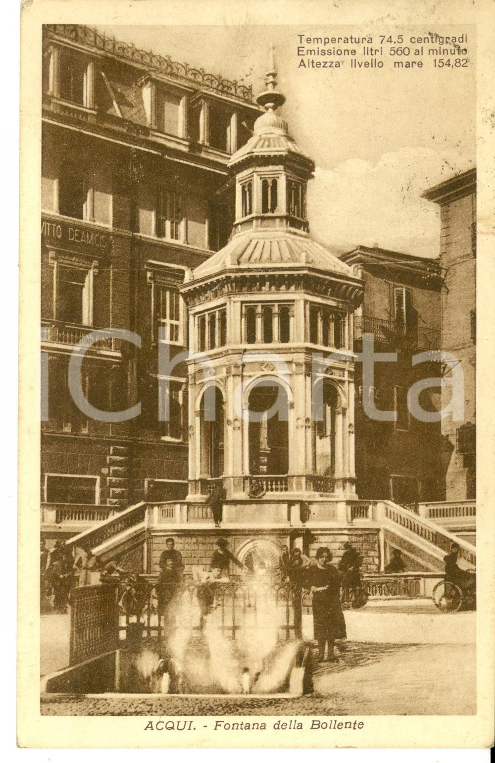 Cartolina originale da collezione 1926 ACQUI TERME AL Veduta della Fontana della Bollente Cartolina FP VG 1