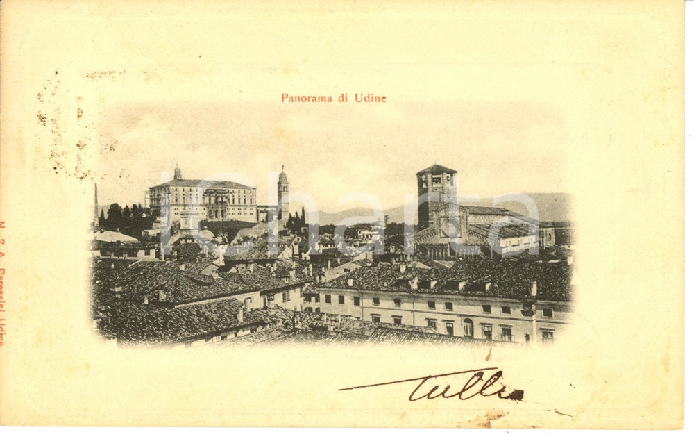 Cartolina originale da collezione 1900 ca UDINE Veduta panoramica con chiesa S. MARIA ANNUNZIATA Cartolina FP VG 1
