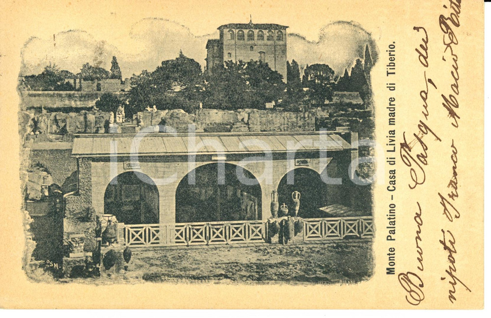 Cartolina originale da collezione 1900 ca ROMA Veduta della casa di LIVIA sul PALATINO Cartolina FP VG 1