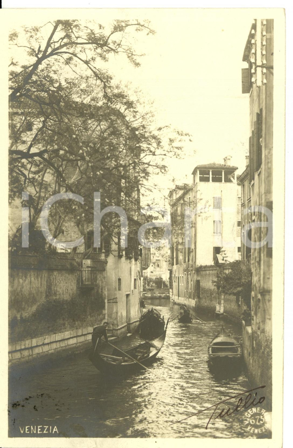 Cartolina originale da collezione 1900 ca VENEZIA Veduta del CANAL GRANDE con gondolieri Cartolina FP VG 1