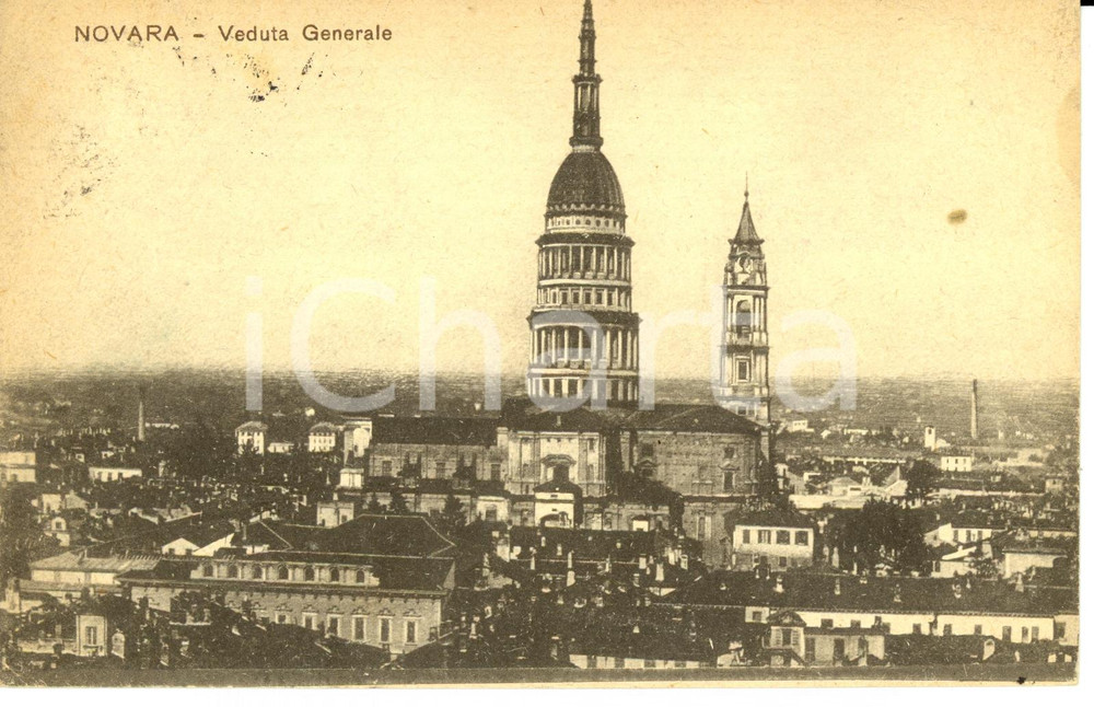 Cartolina originale da collezione 1920 NOVARA Veduta generale con cupola e campanile S.GAUDENZIO Cartolina FP VG 1