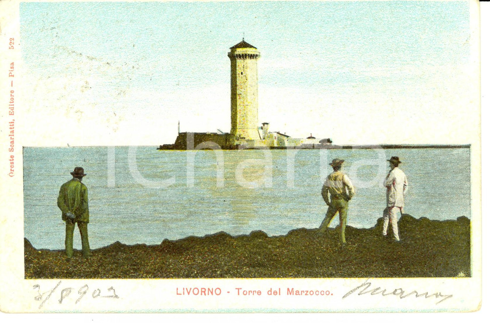 Cartolina originale da collezione 1903 LIVORNO Scorcio panoramico con TORRE DEL MARZOCCO Cartolina FP VG 1