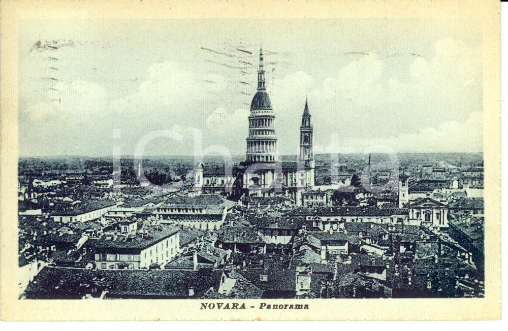 Cartolina originale da collezione 1923 NOVARA Scorcio panoramico con Basilica di SAN GAUDENZIO Cartolina FP VG 1
