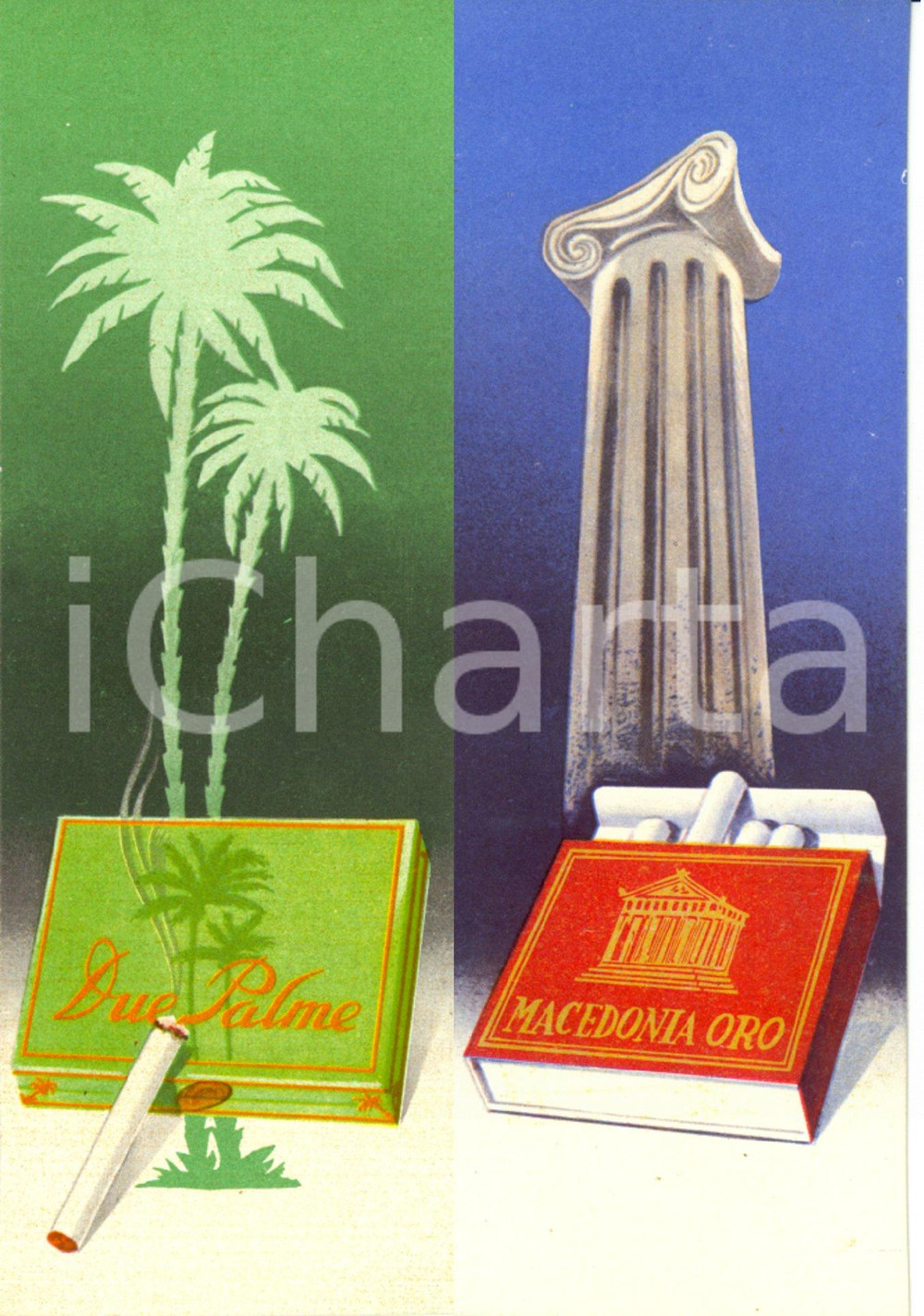 Oggetto da collezione cartaceo 1940 ca Sigarette coloniali DUE PALME /MACEDONIA ORO Segnalibro pubblicitario 8 1
