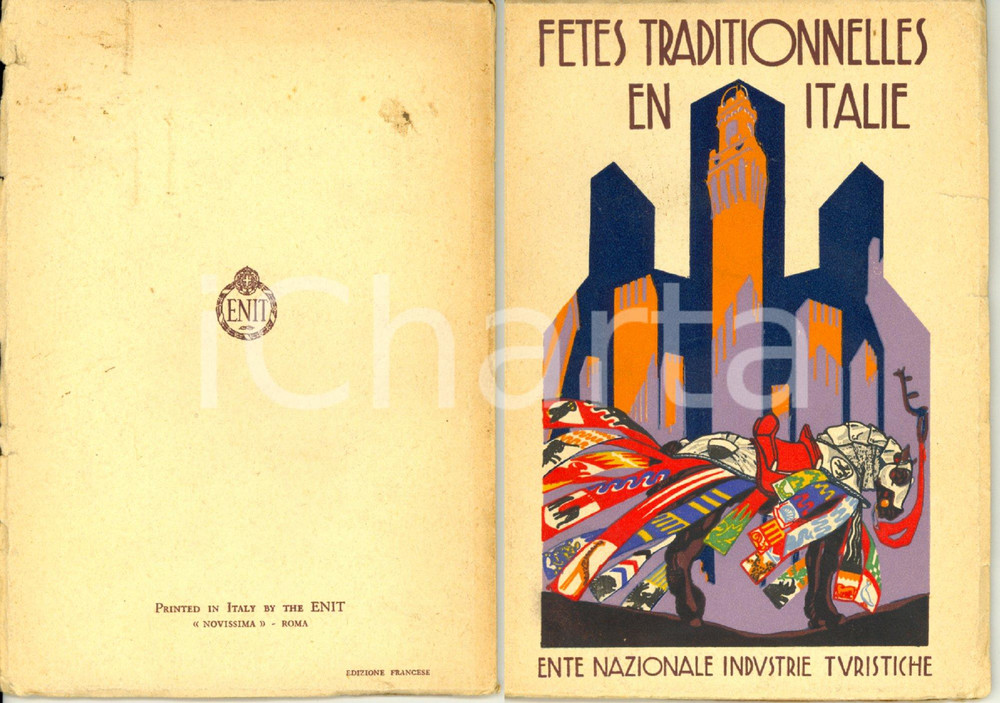 Materiale pubblicitario d’epoca 1933 ENIT Fetes traditionnelles en Italie Guida illustrata 1